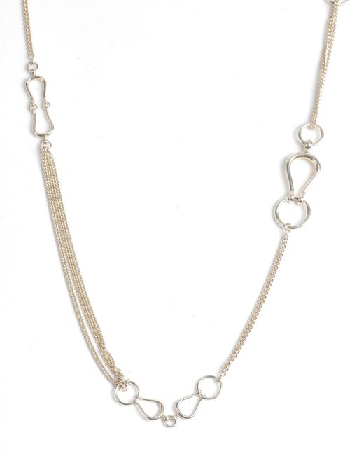 A Hermes silver necklace, in a curb, decorated bar and loop shaped design, detailed Hermes AG925, weight 82 gms, with a Hermes Paris case.