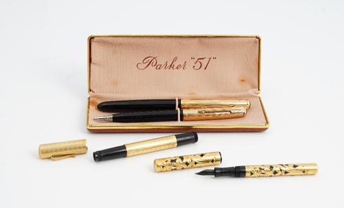 A gold mounted fountain pen, detailed Swan pen safety screw cap, Mabie, Todd & Co. New York, 18ct, with pierced scrolling decoration, length 11cm, a...