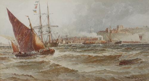 After Thomas Bush Hardy, Leaving Dover; Entering Calais, a pair, reproduction prints, each 17.5 x 32cm, together with a reproduction print of a...