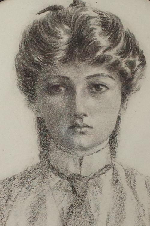 Ruby Chambers (British. late 19th/early 20th Century), Self Portrait, signed and dated 'Ruby Chambers, July 97' (lower right), pencil, 22 x 22cm,...