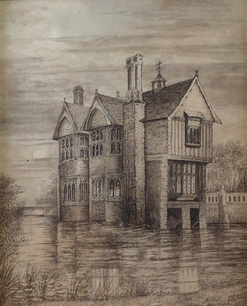 English School, late 19th/early 20th Century, House portrait, ink and watercolour, 32 x 26cm.