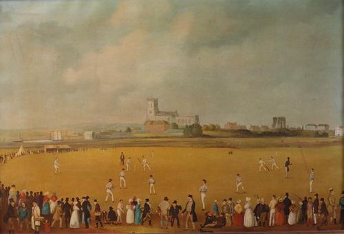 An oleographic reproduction print of the Cricket Match at Christchurch, issued by the MCC Portfolio of Cricketing Prints, no. 204/500, 48 x 72cm,...