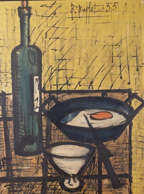 After Bernard Buffet (French, 1928-1999), Still life, reproduction print on board, 64 x 49.5cm.