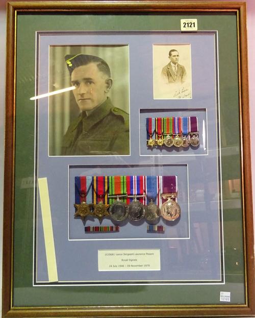 A reconstructed group of awards representing the medal entitlement of Lance Sergeant Laurence Pezare, comprising: the 1939-45 star, the Burma star,...