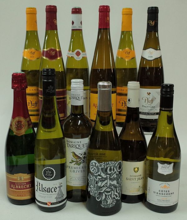 White Wines of Alsace and the South of France: Lucien Albrecht Cremant d'Alsace Brut; Pfaff Sylvaner 2019; Pfaff Pinot Blanc 2019; Albrecht...