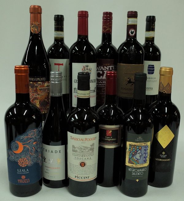 Italian Red Wine: Liala Negroamaro Salento 2019; Triade Negroamaro 2018; Sasso al Poggio Toscana 2017; Primo di Montignana 2019; Vitis Nostra...