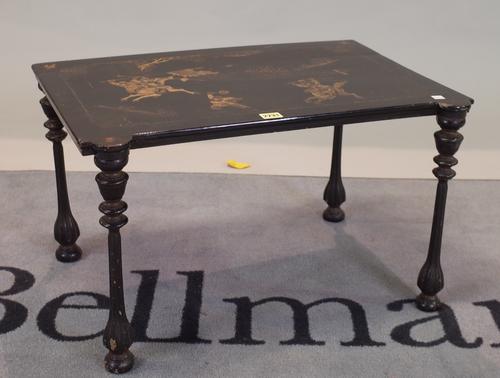 An early 20th century chinoiserie decorated side table, 65cm wide x 38cm high.