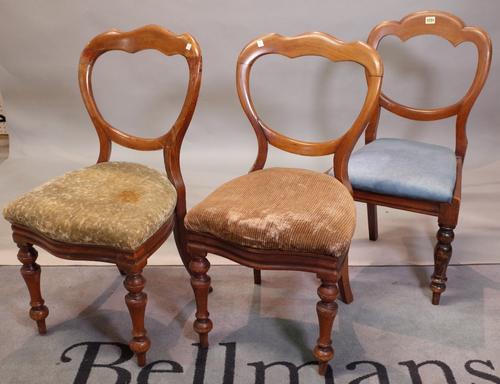 A matched set of five 19th century mahogany balloon back dining chairs, 43 cm wide x 92cm high, (5).