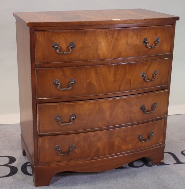 A 20th century mahogany bowfront four drawer chest, 76cm wide x 83cm high.