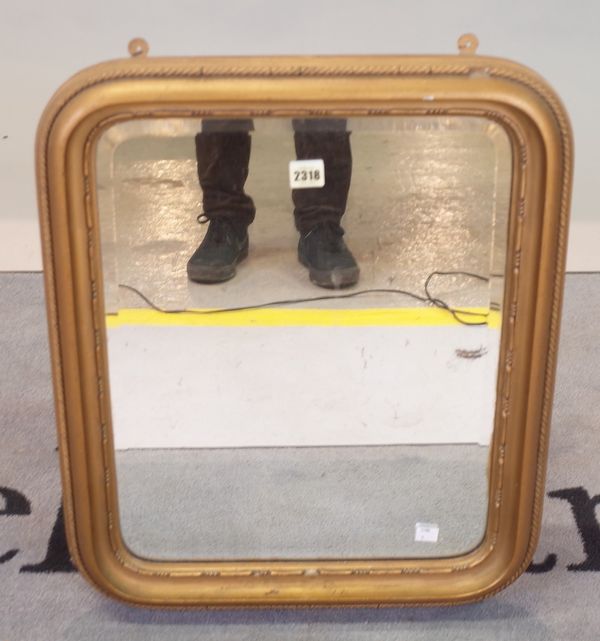 A Victorian gilt framed rectangular wall mirror, 60cm wide x 50cm high.