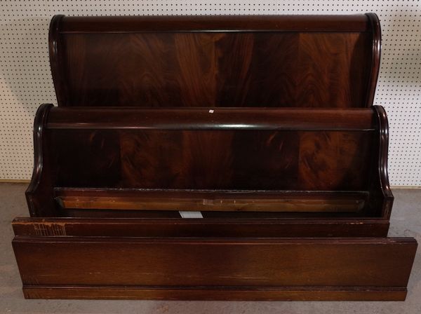 A mahogany double sleigh bed, 163cm wide x 110cm high.