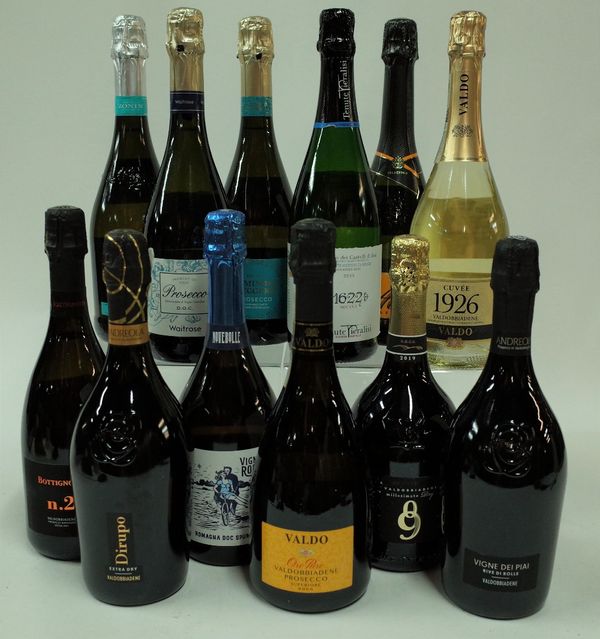 Prosecco: Bottignolo N2 Extra Dry; Andreola Dirupo Extra Dry 2019; Vigneti Romio Novebolle Extra Dry; Valdo Oro Puro Extra Dry; Borgo Molino Dry...