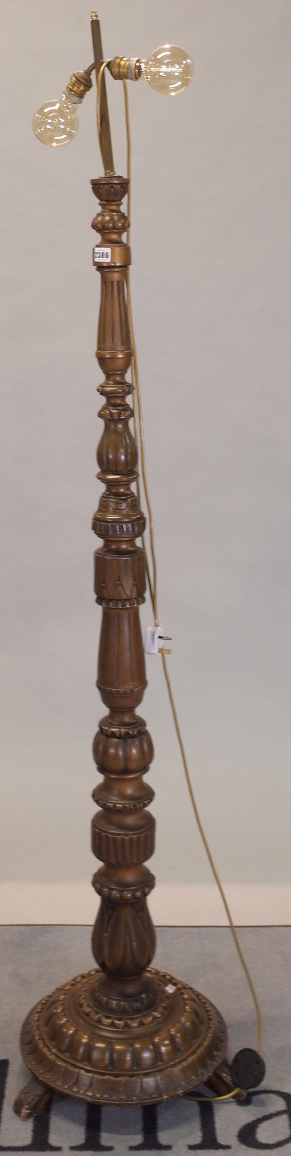 A modern giltwood standard lamp, 189cm high.