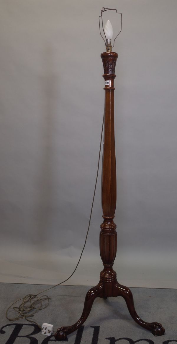 A Victorian style mahogany standard lamp, 140cm high.