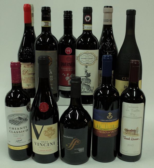 Italian Red Wine (11 bottles): Cecchi Sagrato Chianti Classico 2018; IPL Villa Vincini Il Gran Rosso 2019; Sacchetto La Cortigiana Merlot 2019; Carlo...