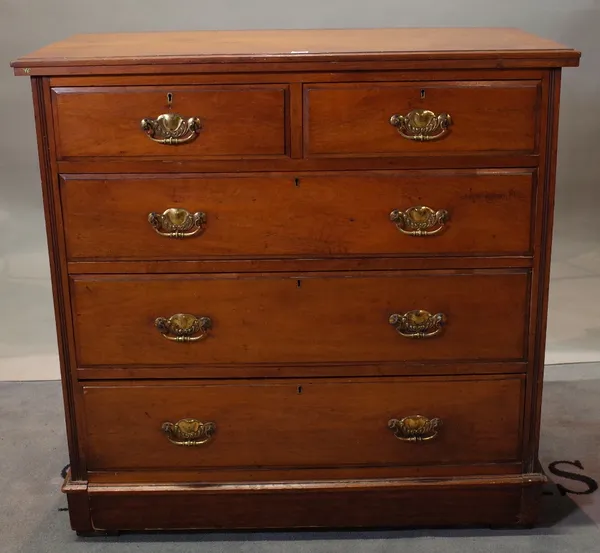 A late Victorian mahogany chest of two short and three long drawers, 105cm wide x 104cm high.