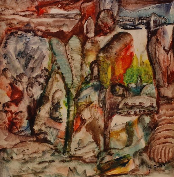 George Cotos (20th Century), Wonderland, signed 'G Cotos' (lower right), mixed media, 19 x 19cm ARR