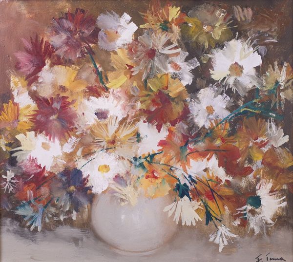 F*** Tonea (20th Century), Still life of flowers, signed 'F Tonea' (lower right), oil on canvas, 43 x 48cm