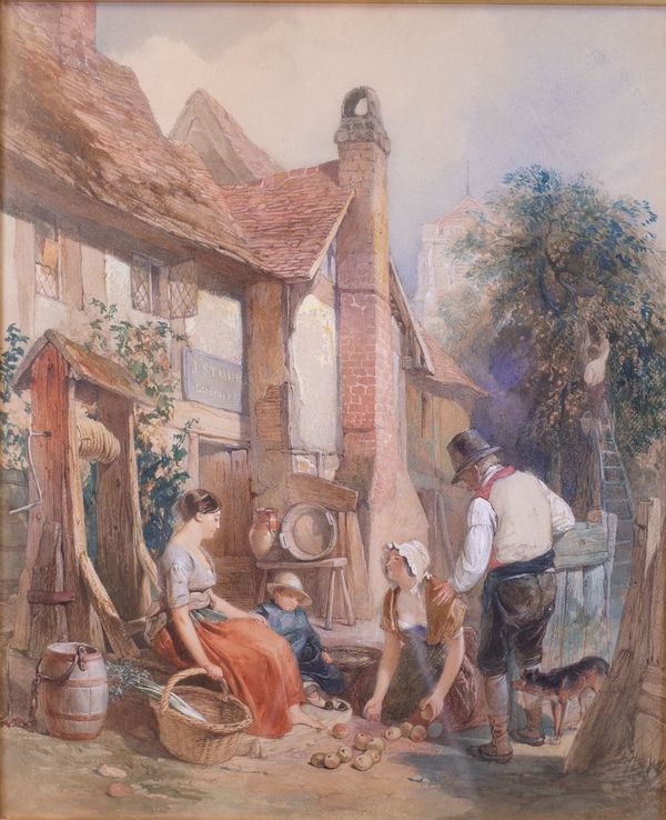 Attributed to Henry Warren (British, 1794-1879), The Gardener's Cottage, bears inscribed label (verso), watercolour heightened with white, 45 x 37cm