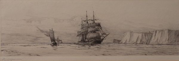 Harold Wyllie (British, 1880-1973), The North Foreland, signed in pencil 'Harold Wyllie' (in lower margin), etching, 11 x 35cm, together with another...