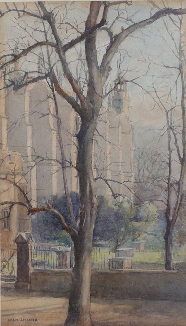 Mabel Annie Spurrier (British, 1881-1979), Eton College Chapel, signed 'Mabel Spurrier' (lower left), watercolour, 24.5 x 14.5cm ARR