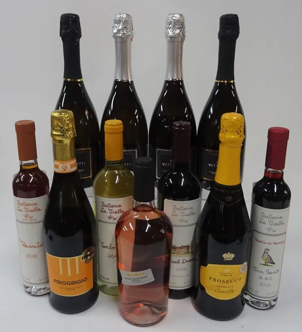 Italian Sparkling, Still and Dessert Wine: Uve Vettoretti Prosecco Superiore Extra Dry (2 bottles); Uve Vettoretti Prosecco Brut (2 bottles);...