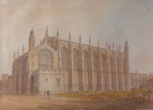 John Buckler (British, 1770-1851), Eton College Chapel, 1811, bears Malcolm Innes Gallery label (verso), watercolour and pencil, 42.5 x 60cm