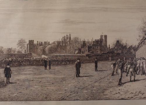 George Woolliscroft Rhead, after Thomas M Hemy, The Eton Wall Game, signed in pencil 'G Woolliscroft Rhead' (in lower margin), etching, published...