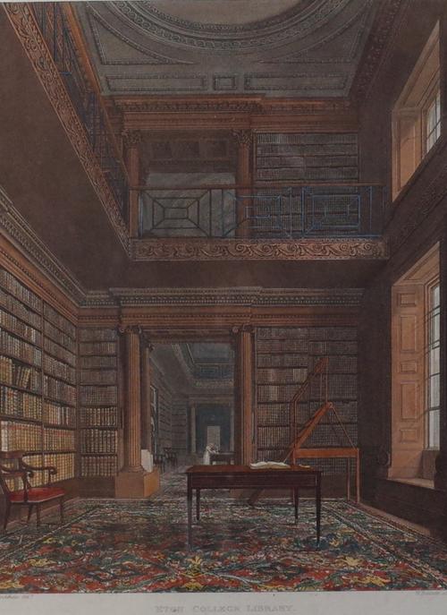 After Frederick Mackenzie, Eton College Library, engraving by William James Bennett, published 1816, 26 x 20.5cm, together with two engravings by...