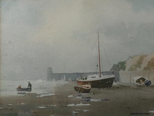 Frank Wilding (British, 20th Century), Boats on the beach, signed 'Frank Wilding', (lower right), watercolour, 27 x 35cm