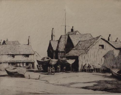 Martin Hardie (British, 1875-1952), Antifouling boats, signed in pencil 'Martin Hardie' (in lower margin), etching, 17 x 22.5cm, together with an...