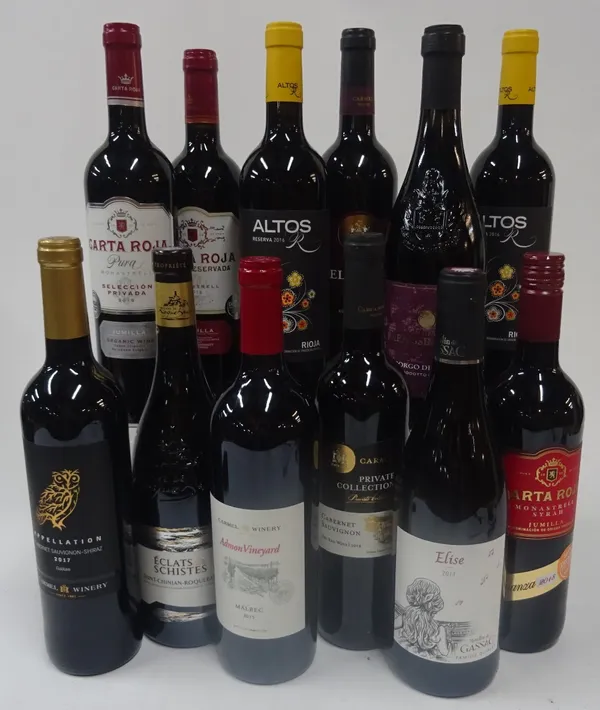Red Wine from Spain, Israel, France and Italy: Altos Rioja Reserva 2016 (2 bottles); Carta Roja Grand Reservada Monastrell 2016; Carta Roja Seleccion...