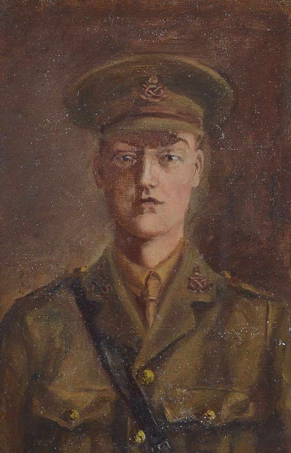 Marion P Howard (British, 1883-1953), Portrait of a soldier of the South Staffordshire Regiment, signed 'Marion Howard' (lower right), oil on board,...