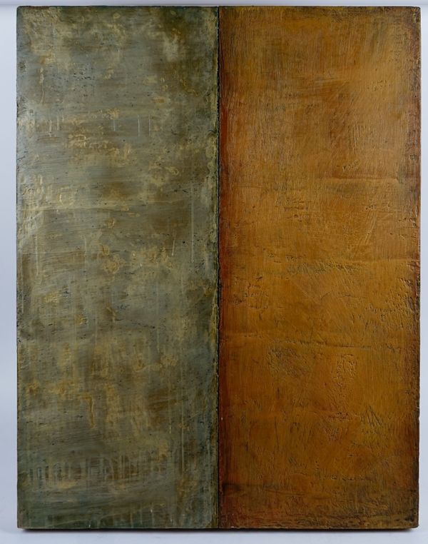 Grant Watson (British, b. 1966), Untitled Diptych, 2004, bears Royal Academy Summer Exhibition 2004 label (verso), encaustic and collage on jute, 100...