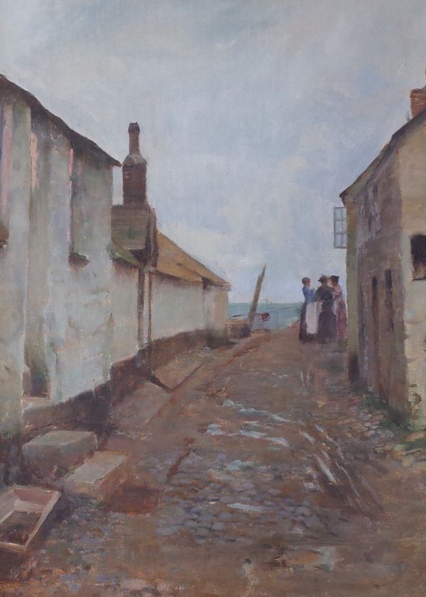 Henry Edgar Crockett (British, 1870-1926), A fishing village street scene, oil on canvas, 58 x 43cm