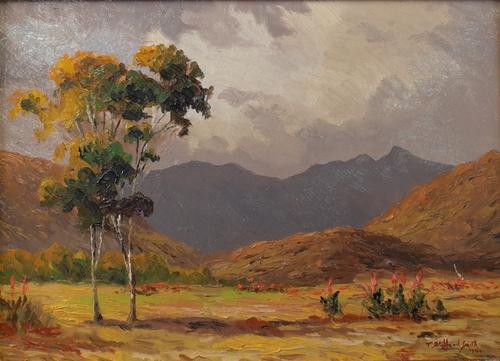 T*** Stafford-Smith (South African, 20th Century), Storm over a mountainous landscape, signed and dated 'T Stafford Smith 1944' (lower right), oil on...