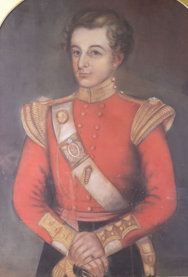 English School, 19th Century, Portrait of an army officer, pastel, 92 x 66.5cm