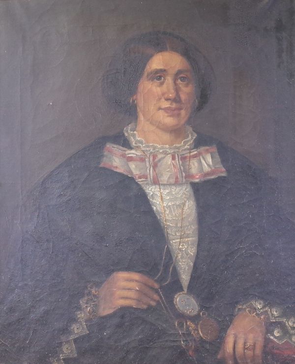 English School, late 19th Century, Portrait of a lady, oil on canvas, 75 x 62cm