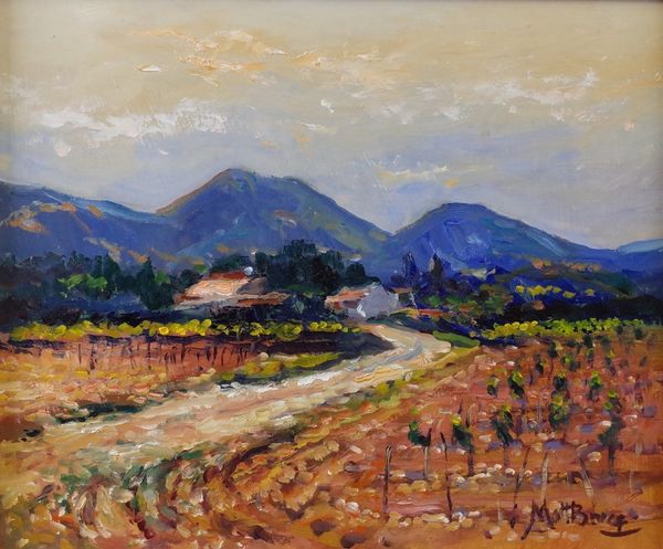 Matt Bruce (British, 1915-2000), Vines, Provence, signed 'Matt Bruce' (lower right), oil on board, 24 x 29cm ARR