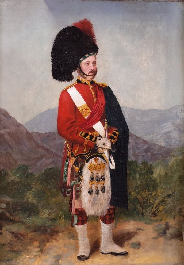 Scottish School, late 19th/early 20th Century, Portrait of a Scottish Highlander in uniform, oil on board, 33 x 24cm