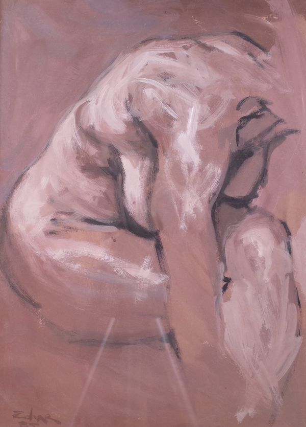 Israel Zohar (Kazakhstani, b.1945), Figure study, signed and dated 'Zohar 85' (lower left), gouache on paper, 51 x 37cm, to be sold with; Continental...