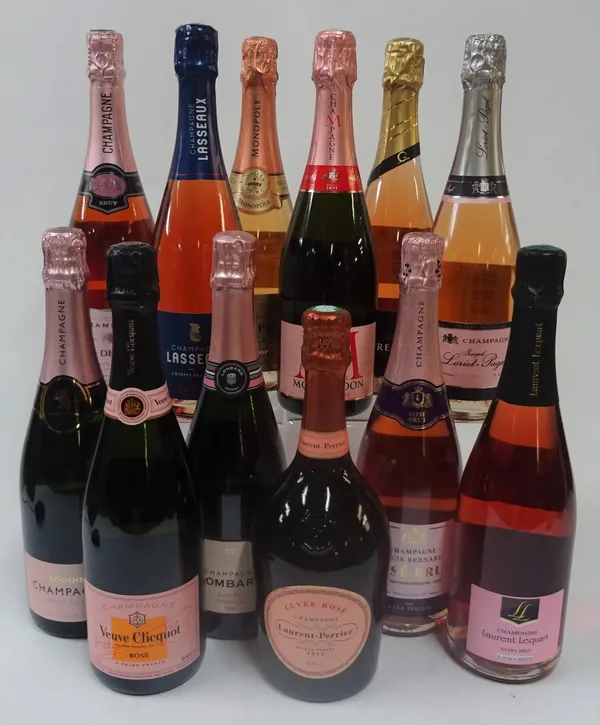 Rosé Champagne: Booths Brut; Veuve Clicquot Brut; Lombard Extra Brut Premier Cru; Laurent-Perrier Cuvée; Asda Extra Special; Laurent Lequart Extra...