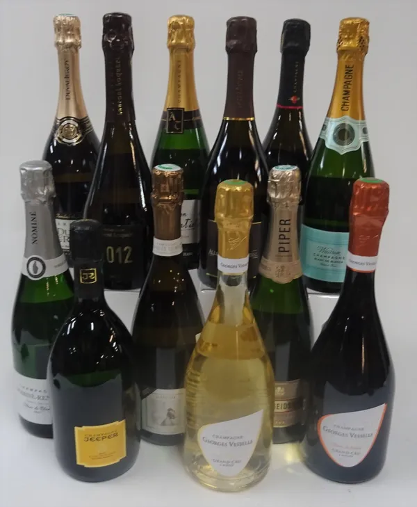 Champagne: Nominé-Renard Brut; Jeeper Grand Réserve Brut; Charles Ellner Seduction Brut 2007; Georges Vesselle Extra Brut Grand Cru (2 bottles);...
