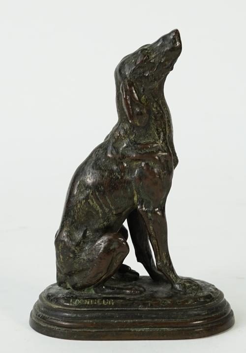 After Isidore Jules Bonheur, a 19th century French bronze figure of a dog sitting on its haunches, 16cm high.