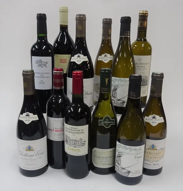 French White and Red Wine: Whites -  La Chablisienne Chablis Grand Cru 2017; Eraus Sauvignon Blanc 2019 (2 bottles); Albert Bichot Mercurey 2018;...