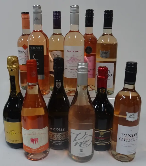 Prosecco and Pinot Grigio Rosé: Soffio Prosecco Extra Dry 2019; Il Colle Prosecco Brut; Montelliana 57 Prosecco Extra Dry 2019; Rosé: Principato...