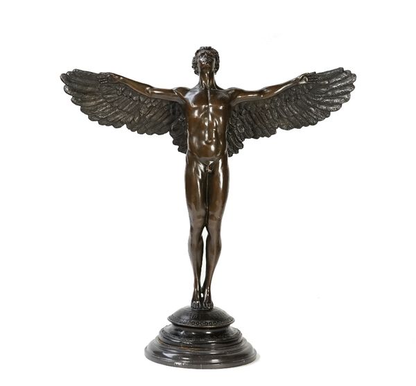 After Adolph Alexander Weinman, Rising Sun, bronze on a circular marble base, 60cm high.