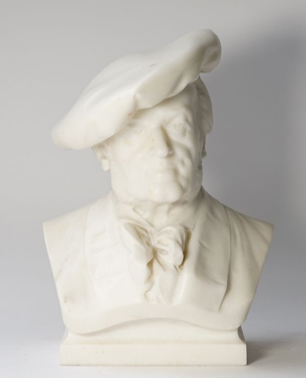 An Italian white marble bust of Richard Wagner, inscribed 'E.Agnati Milano', 37cm high.