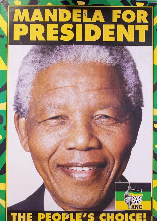 ANC Poster; Mandela for President, The People's Choice, detailed '' Issued by A.N.C Department of Information and Publicity, 51 Plein Street,...