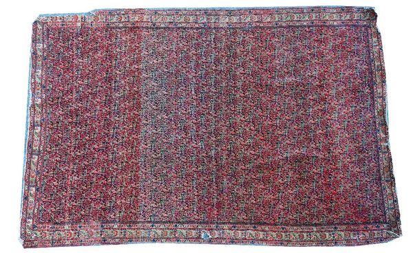 A fine Senneh rug, Persian, the indigo field with an all over interconnecting trailing vine with small boteh flowers and leaves; an ivory carnation...